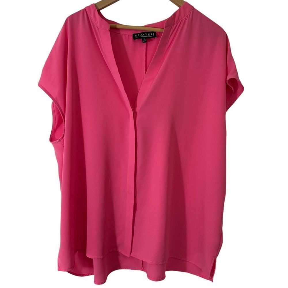 Eloquii Notch Collar Hot Pink Dolman Sleeve Blouse‎ size 20